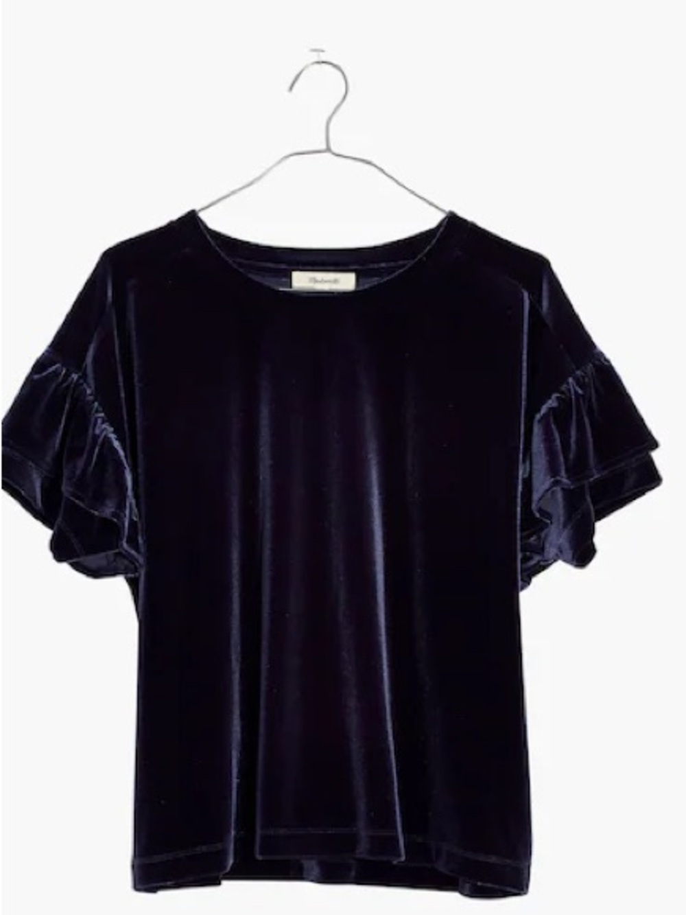 Velvet Ruffle-Sleeve Tee / Top size M